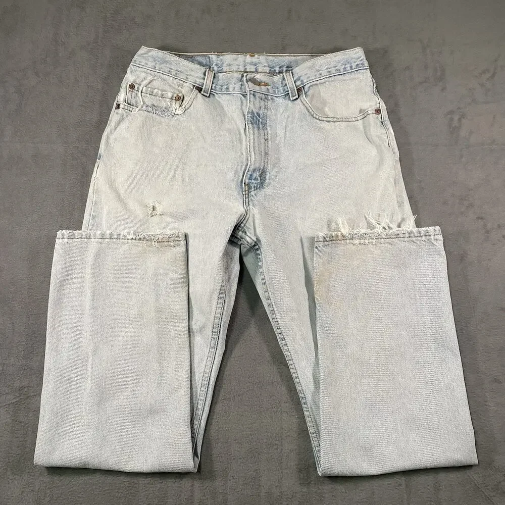 Levi’s 505 Jeans Light Wash Blue Men’s 34x30 Distressed Straight Denim